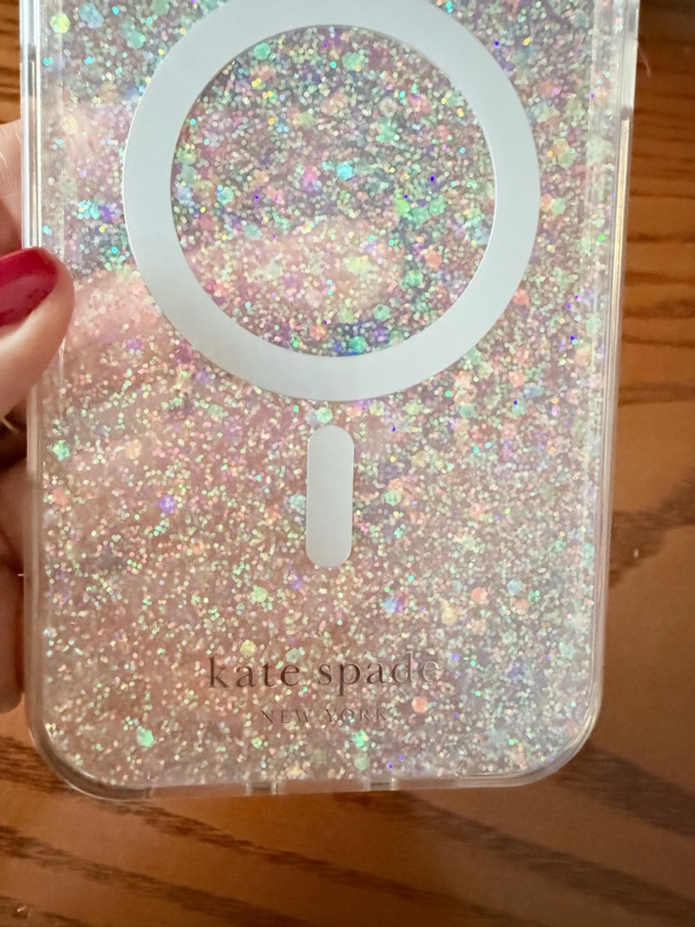 kate spade iPhone 16 Pro Max MagSafe Case - Clear Glitter and Black Wavy Case - Picture 3 of 5